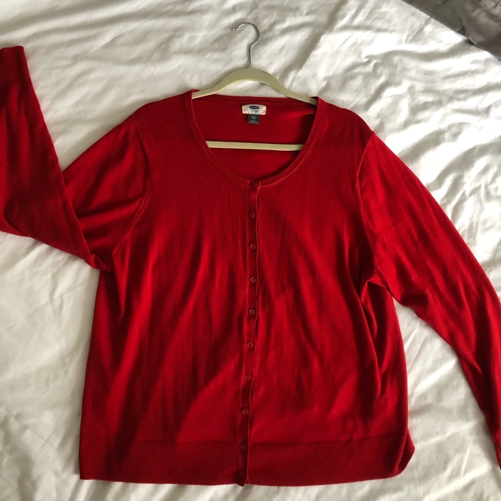 Red Button Down Sweater